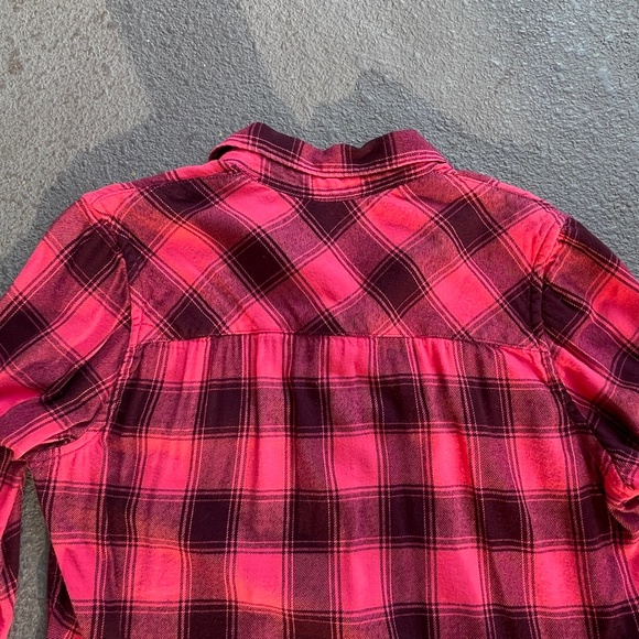 GAP | Women’s Long Sleeve Plaid Button-Up Flannel Shirt Pink Burgundy MEDIUM - Picture 5 of 14